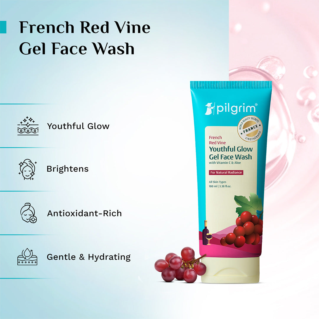 French Red Vine Youthfull Glow Gel Face Wash Vitamin C & Aloe