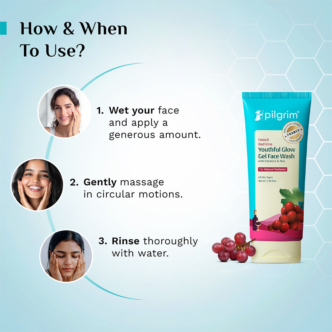 French Red Vine Youthfull Glow Gel Face Wash Vitamin C & Aloe